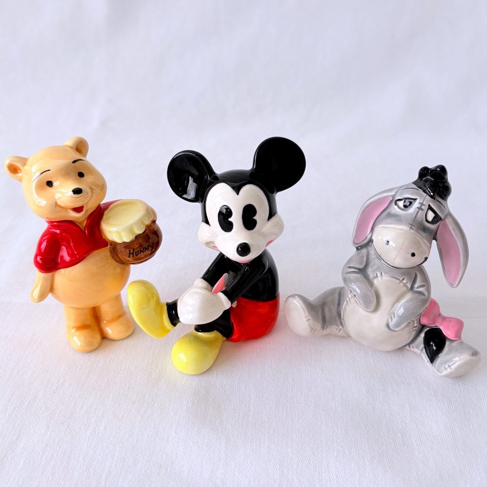 Vintage‎ Disney Ceramic Figurine Mickey Mouse Winnie the Pooh Eeyore Japan